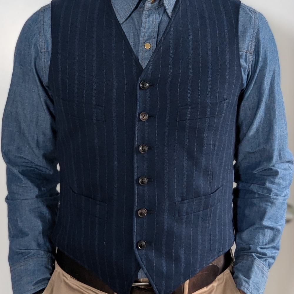 Double RL Navy Pinstripe Vest